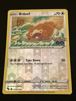 Bidoof (Peelable Ditto) Common Pokemon GO #059/078 Reverse Holo tcg Pokemon Card - Image 1