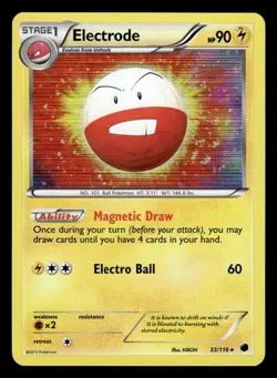 POKEMON ELECTRODE 33/116 RARE HOLOFOIL PLASMA FREEZE NM CARD - Image 1