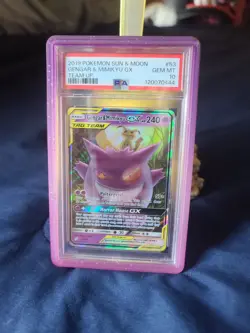 Pokemon TCG Gengar & Mimikyu GX Team Up Holo Ultra Rare Card 53/181 PSA 10 - Image 1