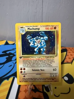 Machamp 8/102 Base Set Holo 1st Edition Cosmos Holo Rare 1999 Pokemon TCG Card - Image 1