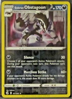 1 POKEMON CARD TCG/GALARIAN OBSTAGOON/161/264/RARE/REVERSE HOLO/2021/COLLECTIBLE - Image 1