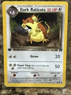 Dark Raticate 1st Edition 51/82 Team Rocket Set Pokemon Card - LP - Image 1