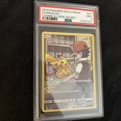 2019 POKEMON SUN & MOON COSMIC ECLIPSE SECRET #241 FULL ART/PIKACHU PSA 9 - Image 2