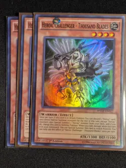 Yugioh - 3x Heroic Challenger - Thousand Blades WSUP-EN017 1st Super Rare NM - Image 1