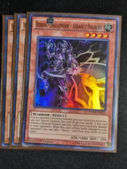 Yugioh - 3x Heroic Challenger - Assault Halberd WSUP-EN016 1st Super Rare LP - Image 1