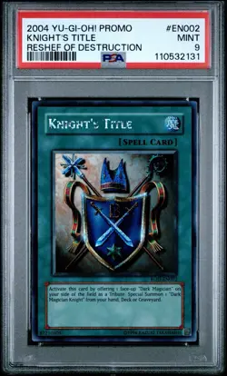 Yugioh PSA 9 Knight’s Title ROD-EN002 Prismatic Secret Rare GBA Promo - Image 1