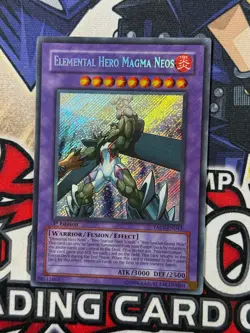 Yugioh Elemental Hero Magma Neos TAEV-EN043 1st Edition Secret Rare BLEED NM - Image 2