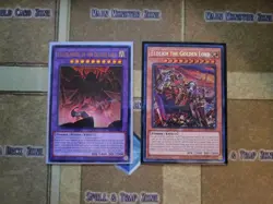 YUGIOH FALLEN ANGEL OF THE GOLDEN LAND + ELDLICH THE GOLDEN LORD RA01 SECRET ALT - Image 1