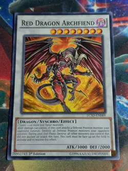 1st ed Red Dragon Archfiend LC5D-EN069 Common Yugioh Card Moderate Play - Image 2