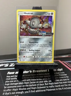 Pokemon Card Heatran SM96 Ultra Prism Prerelease Promo Holo Rare Foil LP 2018 - Image 1