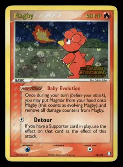 2004 Pokemon Team Rocket Returns 24/109 Magby Holo Rare Stamped - Image 1