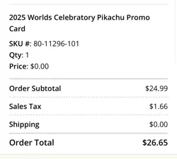 Pikachu Promo 2025 World Championships SVP EN 225 Pokemon Worlds BRAND NEW PROMO - Image 2