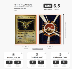 1996 Pokemon Zapdos Holo Japanese Base Set #145 TAG 6.5 NM - Image 2