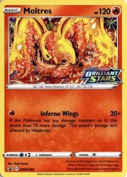 HOLO MOLTRES BRILLIANT STARS STAMPED PROMO SWSH185 POKEMON NM BLACK STAR PROMO - Image 1