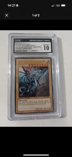 Yugioh! Blue-Eyes White Dragon JUMP-EN068 Ultra Rare Limited Edition CGC 10 Gem - Image 1
