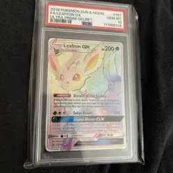 PSA 10 GEM MINT Leafeon GX 157/156 Ultra Prism Secret Rare Holo Pokemon Card - Image 2