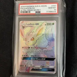 PSA 10 GEM MINT Leafeon GX 157/156 Ultra Prism Secret Rare Holo Pokemon Card - Image 5