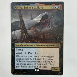 MTG altered art hand painted Magic the Gathering Ovika, Enigma Goliath Commander - Image 1