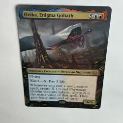 MTG altered art hand painted Magic the Gathering Ovika, Enigma Goliath Commander - Image 2