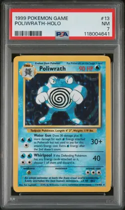 1999 POKEMON GAME #13 POLIWRATH-HOLO PSA 7 - Image 1