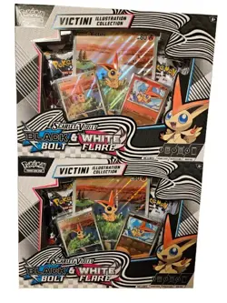 x2 Pokemon TCG Black Bolt/White Flare Unova Victini Illustration Collection Box - Image 1
