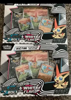x2 Pokemon TCG Black Bolt/White Flare Unova Victini Illustration Collection Box - Image 1