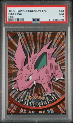 1999 TOPPS POKEMON TV #33 NIDORINO FOIL PSA 7 LOW POP - Image 1