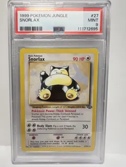 1999 Pokemon Jungle Snorlax #27 English Non-Holo Rare 27/64 - PSA 9 MINT - Image 1