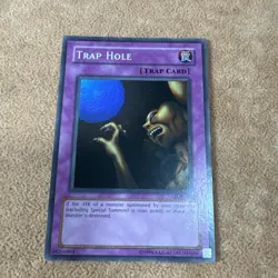 🔥 Yugioh Trap Hole LOB-058 Original Unlimited Super Rare Holofoil LP/Light Play - Image 1