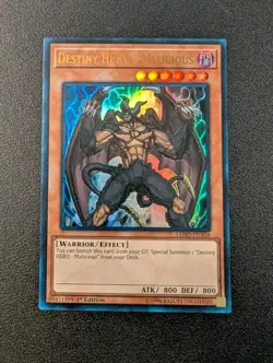 Yugioh Destiny HERO - Malicious LEHD-ENA04 Ultra Rare 1st Edition LP - Image 1