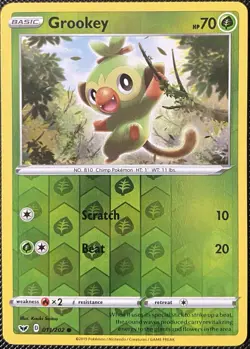 Grookey 011/202 Swsh01: Sword & Shield Reverse Holo - Pokemon Card - Image 1