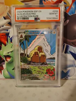Pokemon TCG Alolan Dugtrio Card 208/191 Surging Sparks PSA 10 - Image 1
