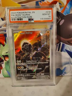 Pokemon Paldean Tauros Illustration Paldea Evolved #218 PSA 10 Gem Mint - Image 1
