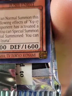 Yugioh! K9-17 Izuna *Ultra Rare* ENGLISH JUSH-EN031 NM READY TO SHIP - Image 2