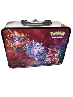 Pokemon Trading Card Game Tin Storage Box Lunchbox Pikachu + Stickers & Notepad - Image 3