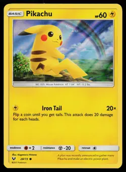 Pikachu 28/73 Common Holo Shining Legends Pokemon Card - Image 1