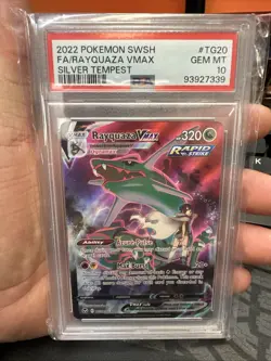 PSA 10 Rayquaza Vmax TG20/TG30 Trainer Silver Tempest Holo Graded Pokemon Card - Image 1