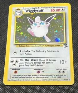 Wigglytuff - 19/130 - Holo Rare Base Set 2 - Pokemon Card Moderately Played MP - Image 1