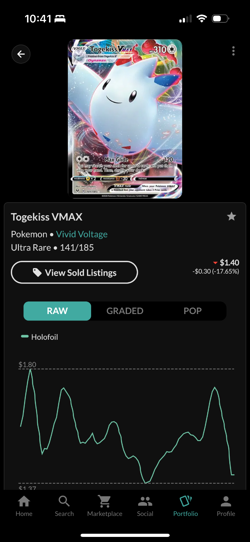 Togekiss VMAX 141/185 Swsh04: Vivid Voltage Holo Pokemon Card NEAR MINT - Image 3