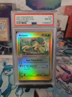 Breloom Pokemon TCG EX Sandstorm Reverse Holo Card 33/100 PSA 8 - Image 1