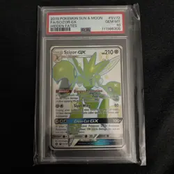 Pokemon Scizor GX Hidden Fates Shiny Vault Holo Card SV72/SV94 PSA 10 - Image 1