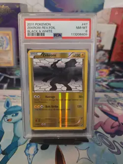 Zekrom Reverse Holo Black and White Pokemon Card 2011 47/114 PSA 8 - Image 1