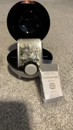 1999 Pokemon Poliwhirl 23K Gold-Plated Card Burger King Promo w/ Poke Ball - - Image 1