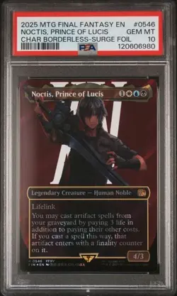 PSA 10 GEM MINT Noctis, Prince of Lucis Borderless Surge Foil Final Fantasy MTG - Image 1