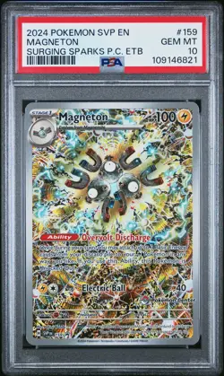 2024 POKEMON SVP SURGING SPARKS POKEMON CENTER ETB PROMO #159 MAGNETON PSA 10 - Image 1