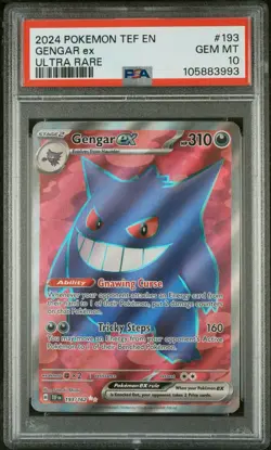 PSA 10 GEM MINT Pokemon Gengar ex Ultra Rare Temporal Forces TEF EN 193/162 - Image 2