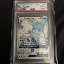 2019 POKEMON SUN & MOON HIDDEN FATES #SV55 FULL ART/GLACEON GX PSA 10 - Image 1