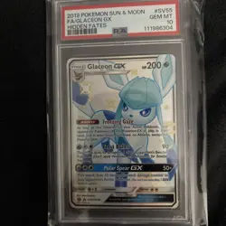 2019 POKEMON SUN & MOON HIDDEN FATES #SV55 FULL ART/GLACEON GX PSA 10 - Image 5