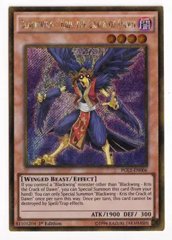 Yugioh Blackwing - Kris the Crack of Dawn PGL2-EN006 Gold Secret Rare 1st Ed LP - Image 1