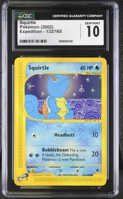 CGC 10 GEM MINT Squirtle 2002 Expedition 132/165 Pokemon Card psa - Image 1
